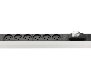 Electrical socket + circuit breaker for 19" cabinet + 3 m long cable, model WE6S19