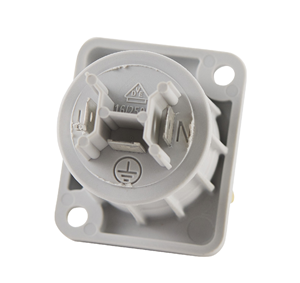 Gray PowerCON connector to the panel