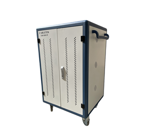 Metal cart for 36 computers, 2 power sources including wheels CABLETEK CAB-36-2F