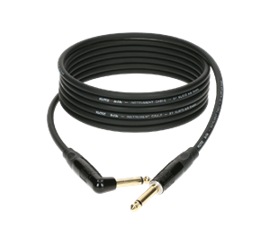 Musical instrument cable PL-PL straight - angled soldered, 4.5 m long, black color, model KIKKG4.5PRSW from KLOTZ