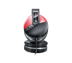 Closed-back headphones with S-Logic technology in red