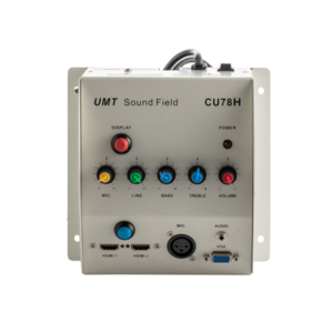 Digital amplifier with special junction box for classrooms, projector on and off switch, 2 HDMI inputs including UMT CU78H audio extractor
